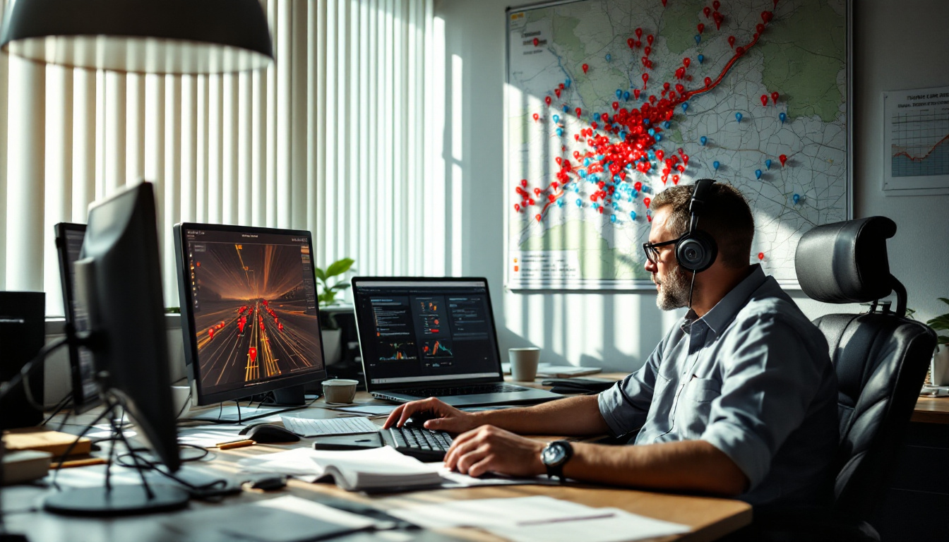 Traffic OS — a dispatcher working at a traffic control company operations desk
